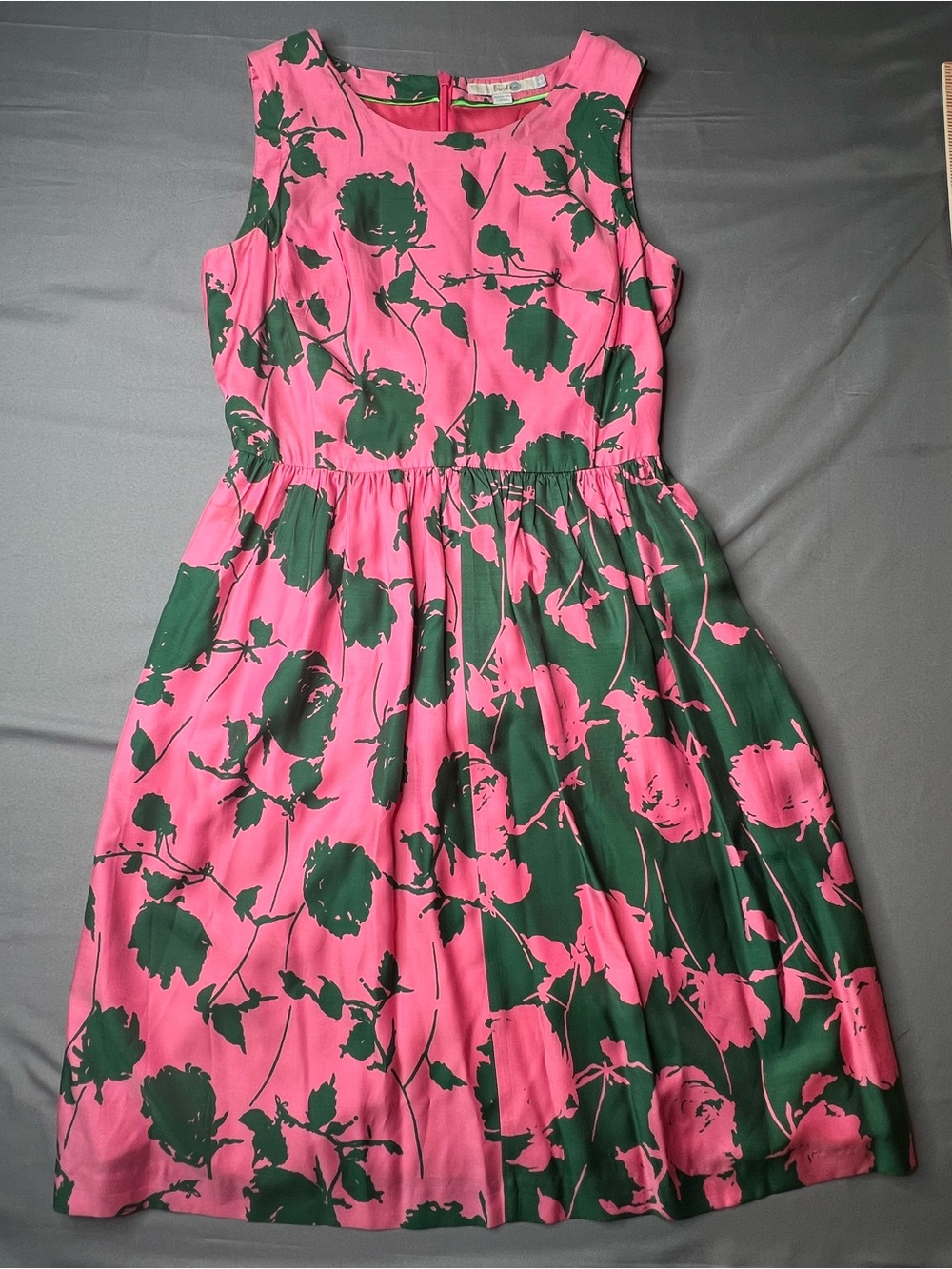 Boden Silvia Sleeveless Floral Silk Blend Dress | Size 4 | Green & Pink